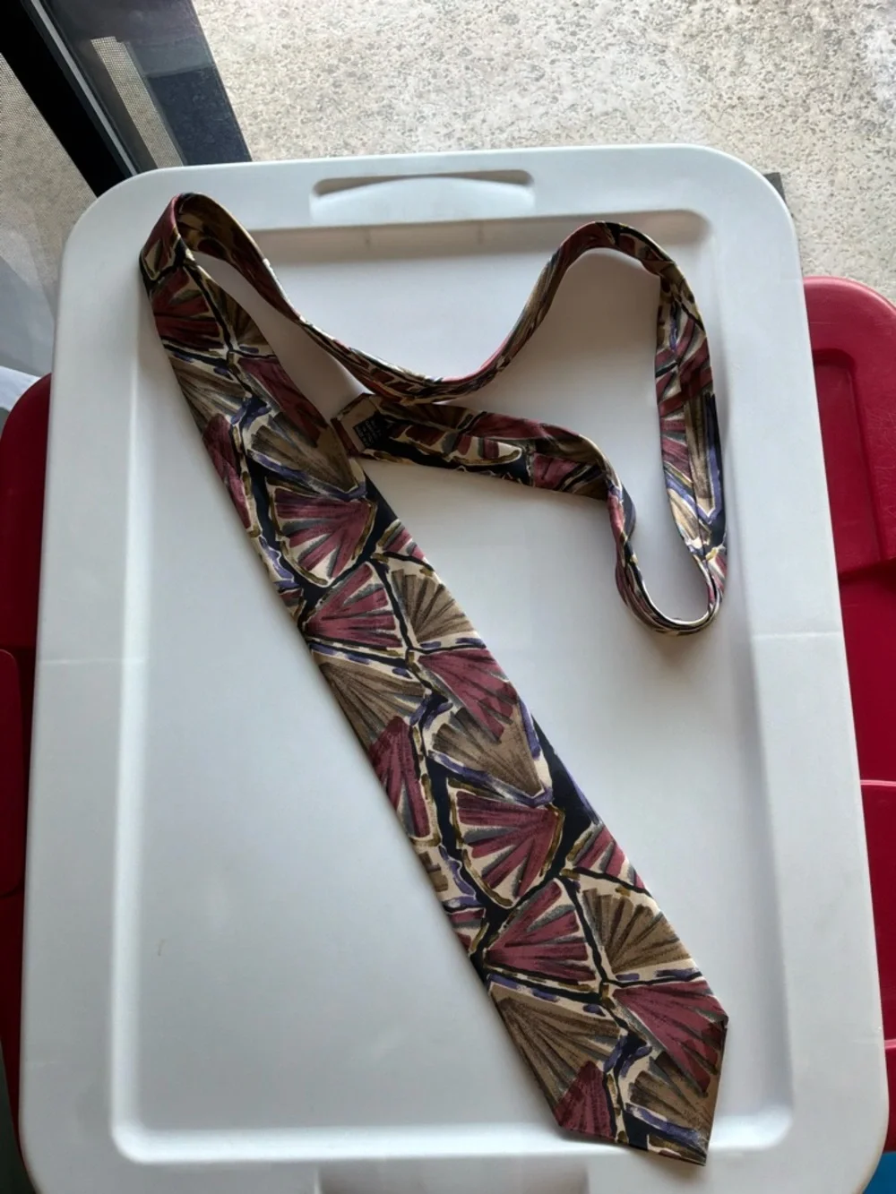 Vintage Christian Dior Silk Tie graphic 80’s 90’s black burgundy pink green